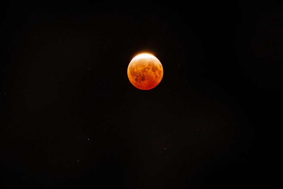 Stunning image of a lunar eclipse highlighting the moon against a dark starry sky.